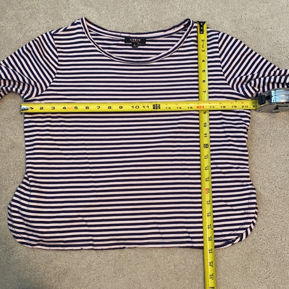 **FREE W/PURCHASE** Curve appeal navy blue and pink stripe pullover top. - Picture 10 of 16